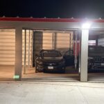 Forward view of modular storage unit with open bay doors and space for easy access at Potter Storage in Morton, IL